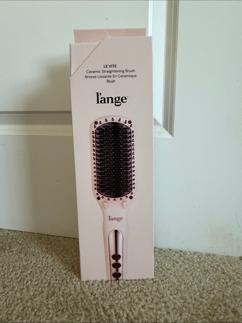 L'ange Ceramic Straightening Brush — Blush Pink